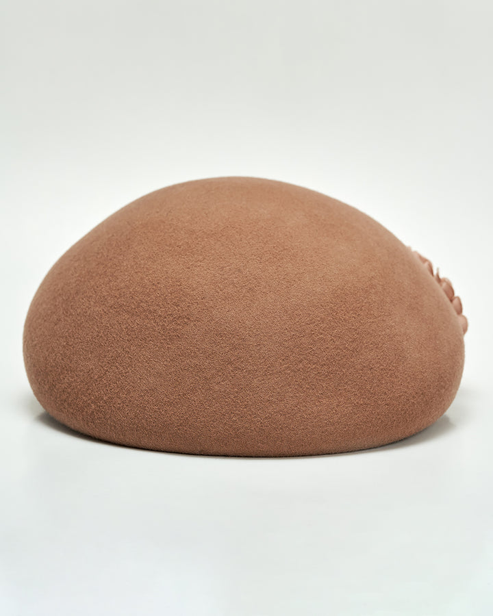 Hydrangea Felted Wool Beret Hat with Leather Strap – Women’s One Size