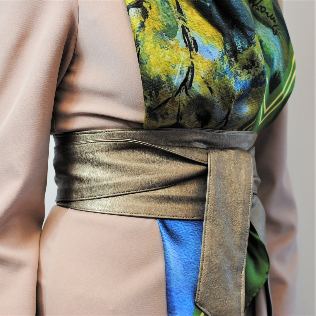 Wrap Belt – Women’s Adjustable Eco Vegan Leather in Black or Metallic Bronze