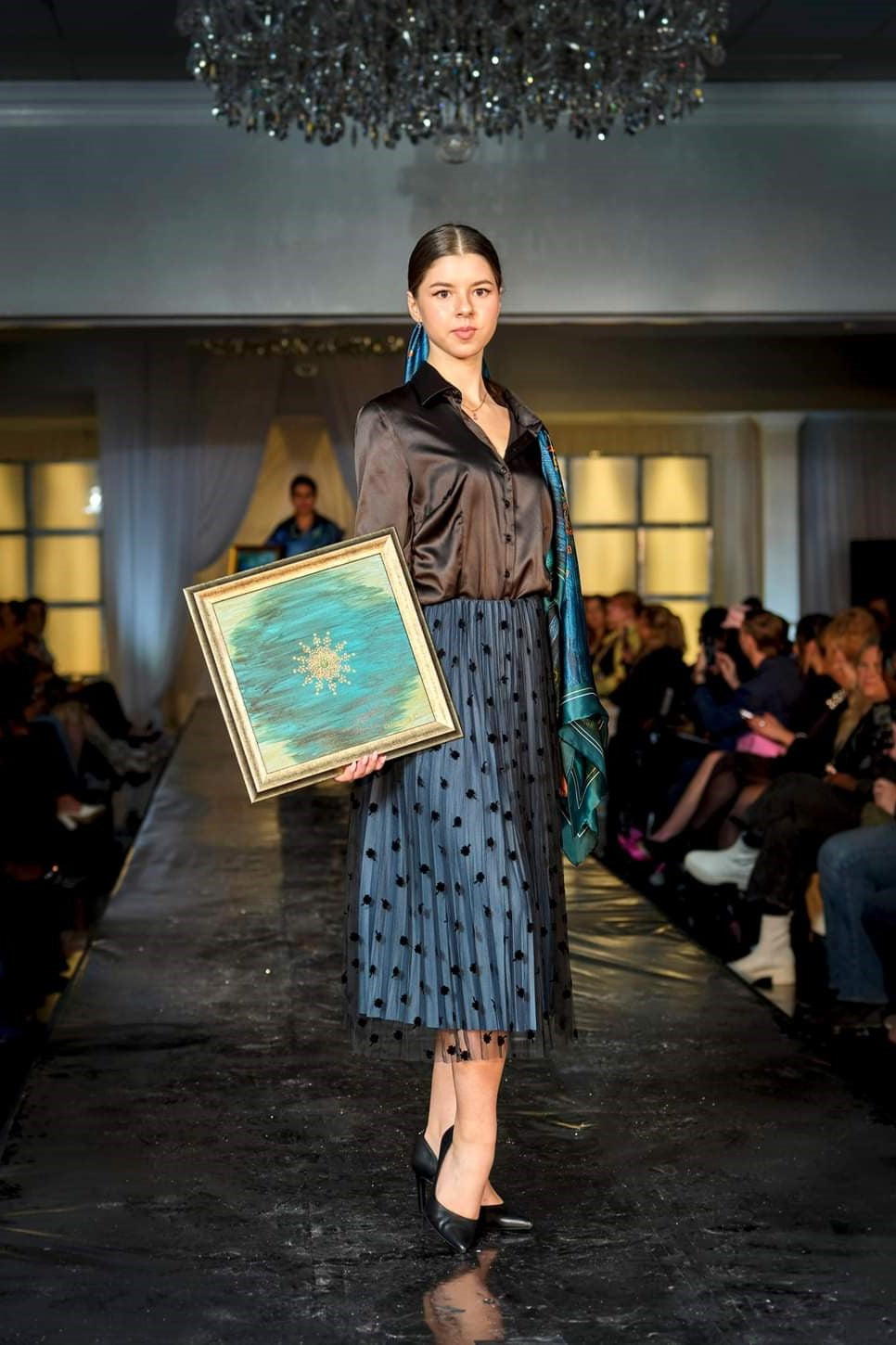 GOLD MANDALA Silk Scarf – Emerald and Gol