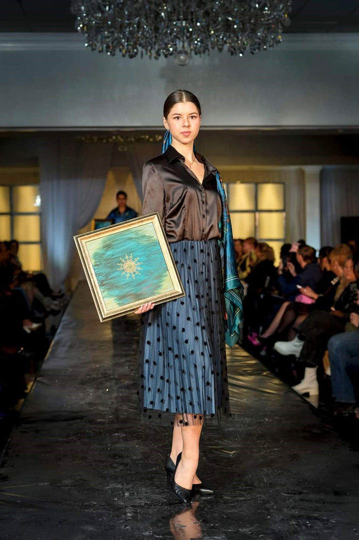 GOLD MANDALA Silk Scarf – Emerald and Gol