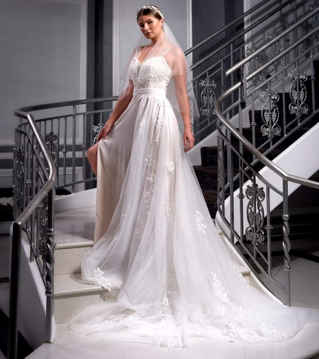 Two-Piece Bridal Gown with Detachable Train – Alesia C