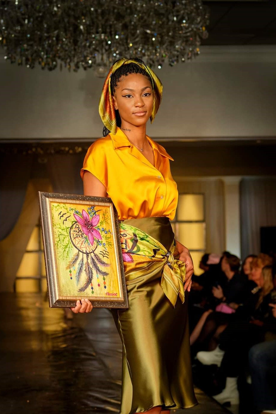 PEACE & LOVE Silk Art-A-Porte Scarf in Olive Green – Multiple Sizes