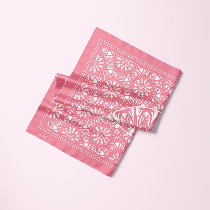 SERENITY Candy Pink Mandala Designer Silk Scarf – Hand-Rolled Edges – Multiple Sizes