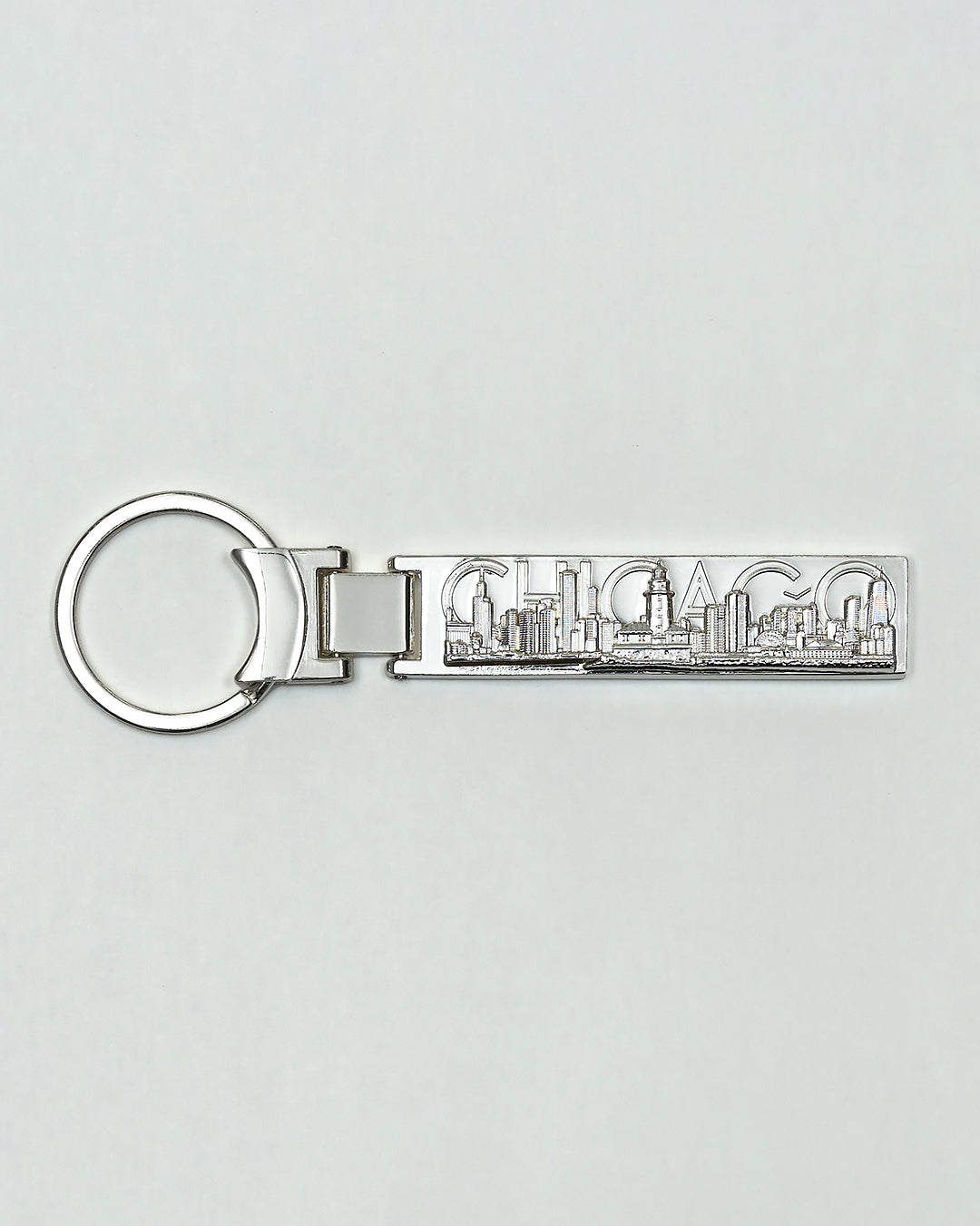 Chicago Skyline 3D Metal Keychain Ring – Gold Plated