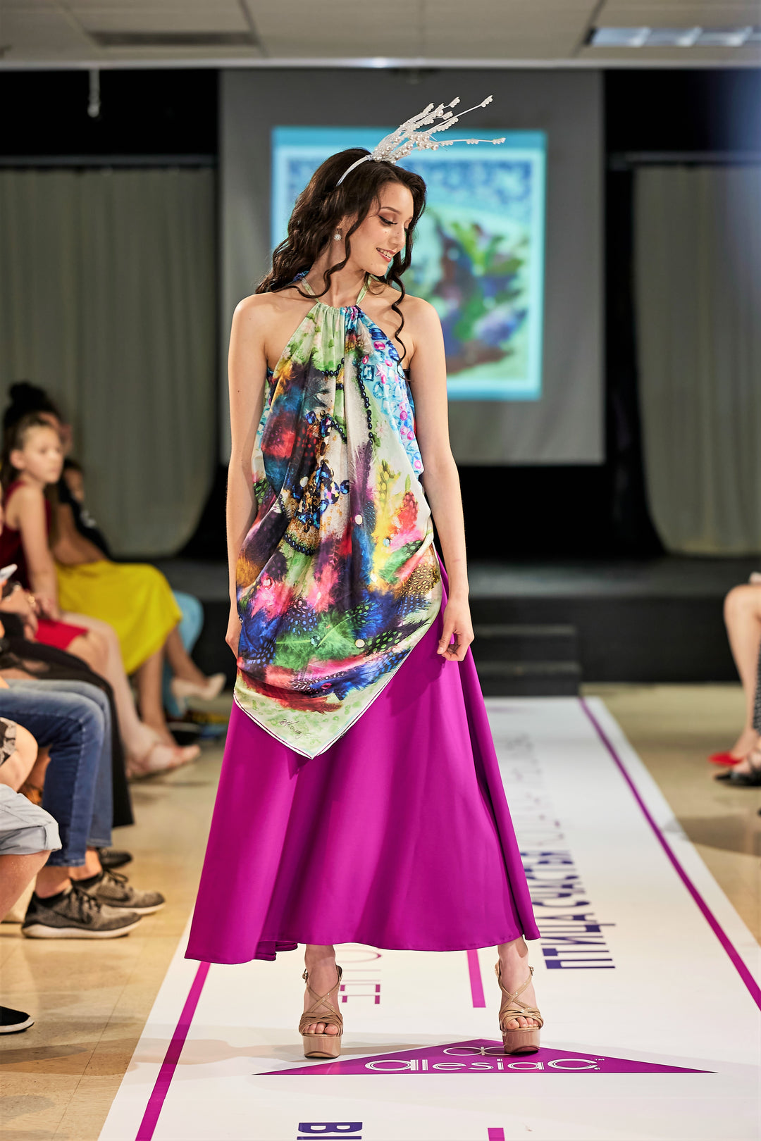 Bird of Happiness Silk Asymmetrical Blouse – Multicolor
