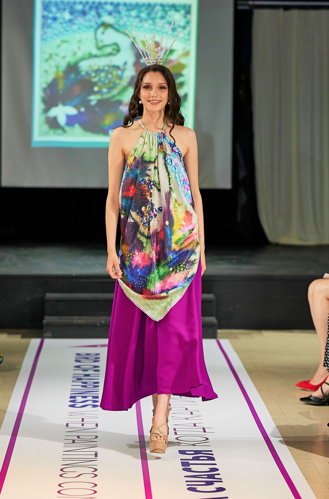 Bird of Happiness Silk Asymmetrical Blouse – Multicolor