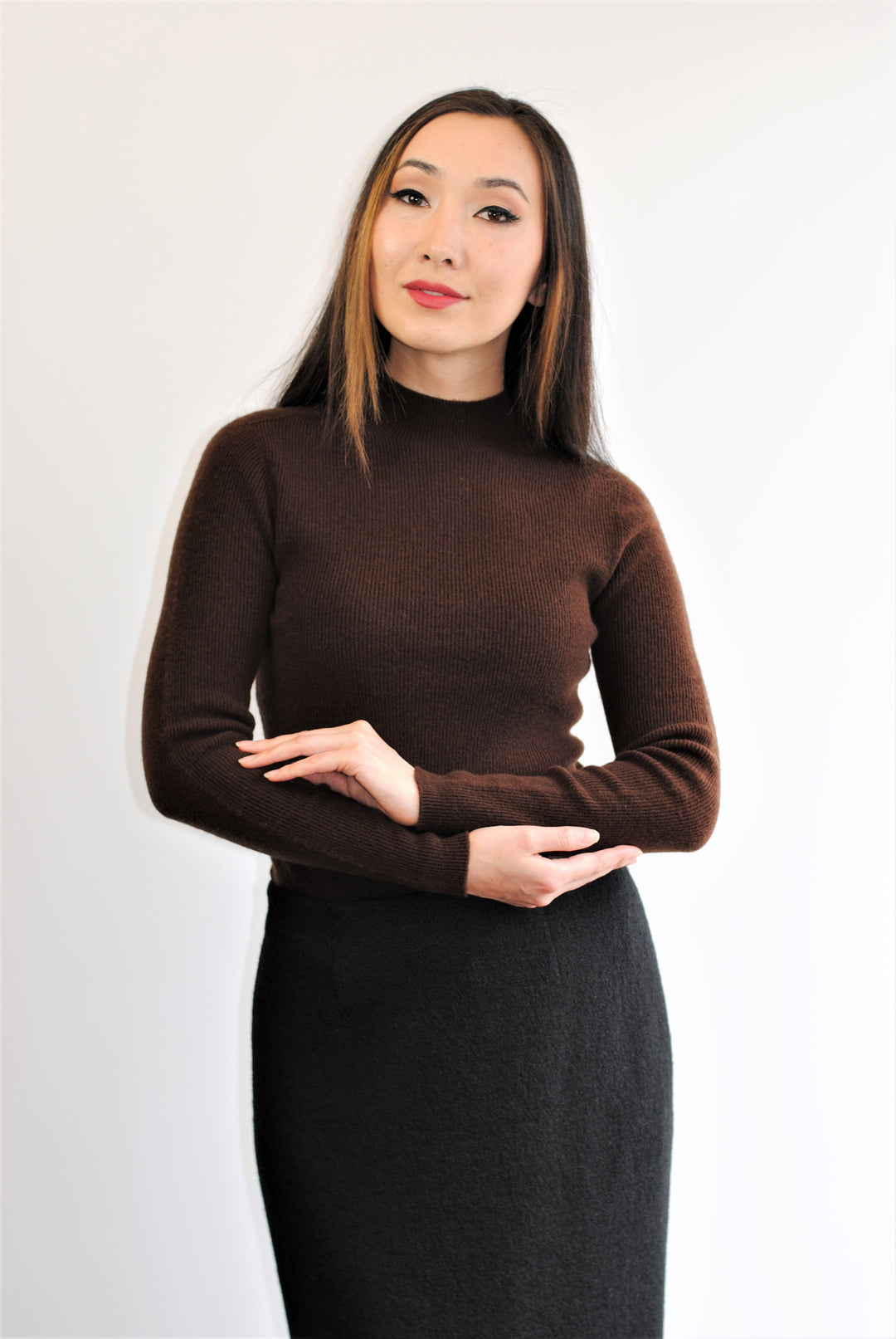 Vika Merino Wool Turtleneck Pullover Sweater – Ribbed Knit