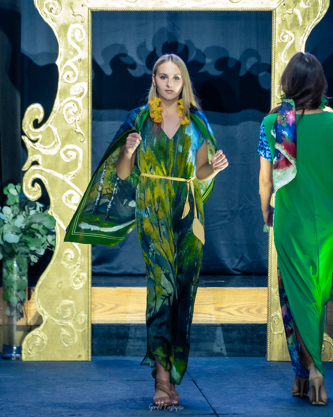 Gold Meadow Silk Maxi Caftan Dress – Multicolor