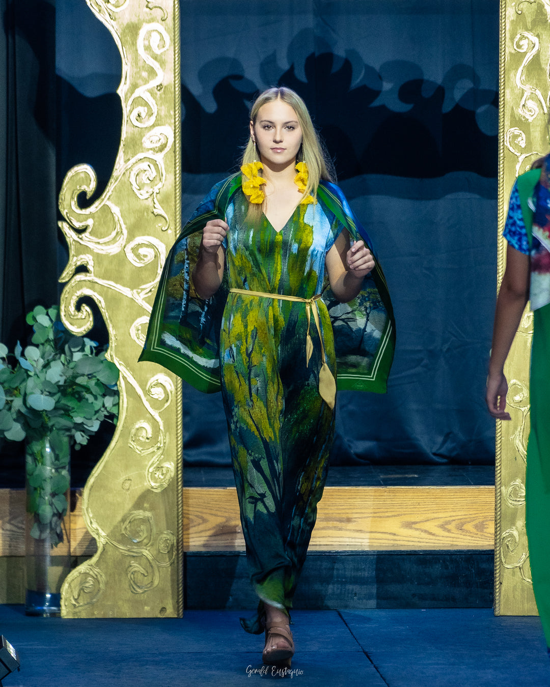 Gold Meadow Silk Maxi Caftan Dress – Multicolor