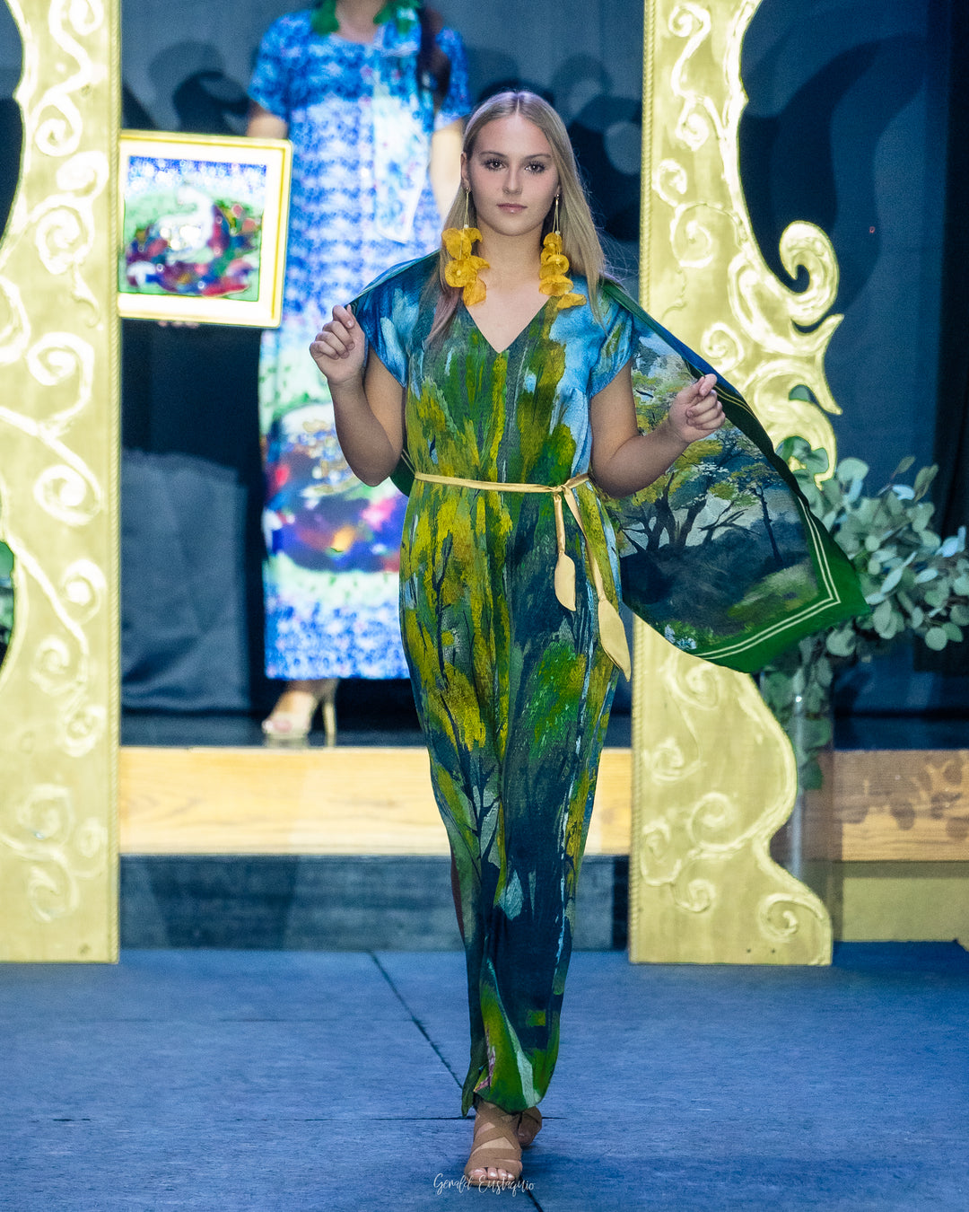 Gold Meadow Silk Maxi Caftan Dress – Multicolor