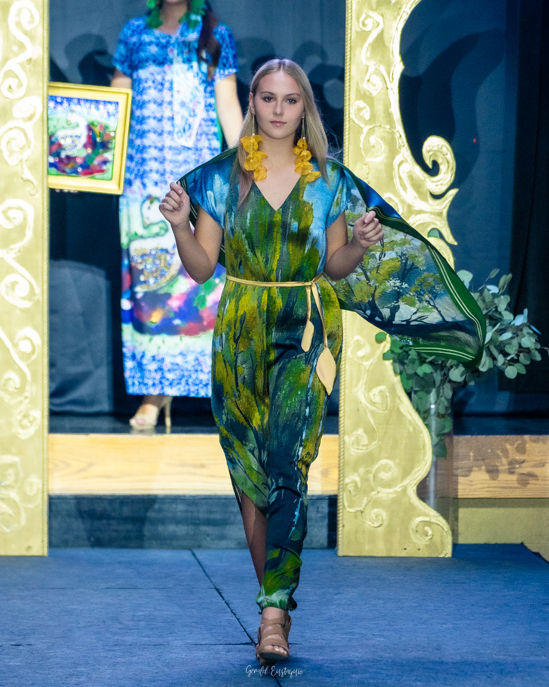 Gold Meadow Silk Maxi Caftan Dress – Multicolor