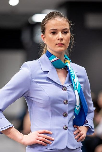 GREAT LAKE Silk Scarf – Royal Blue and Turquoise
