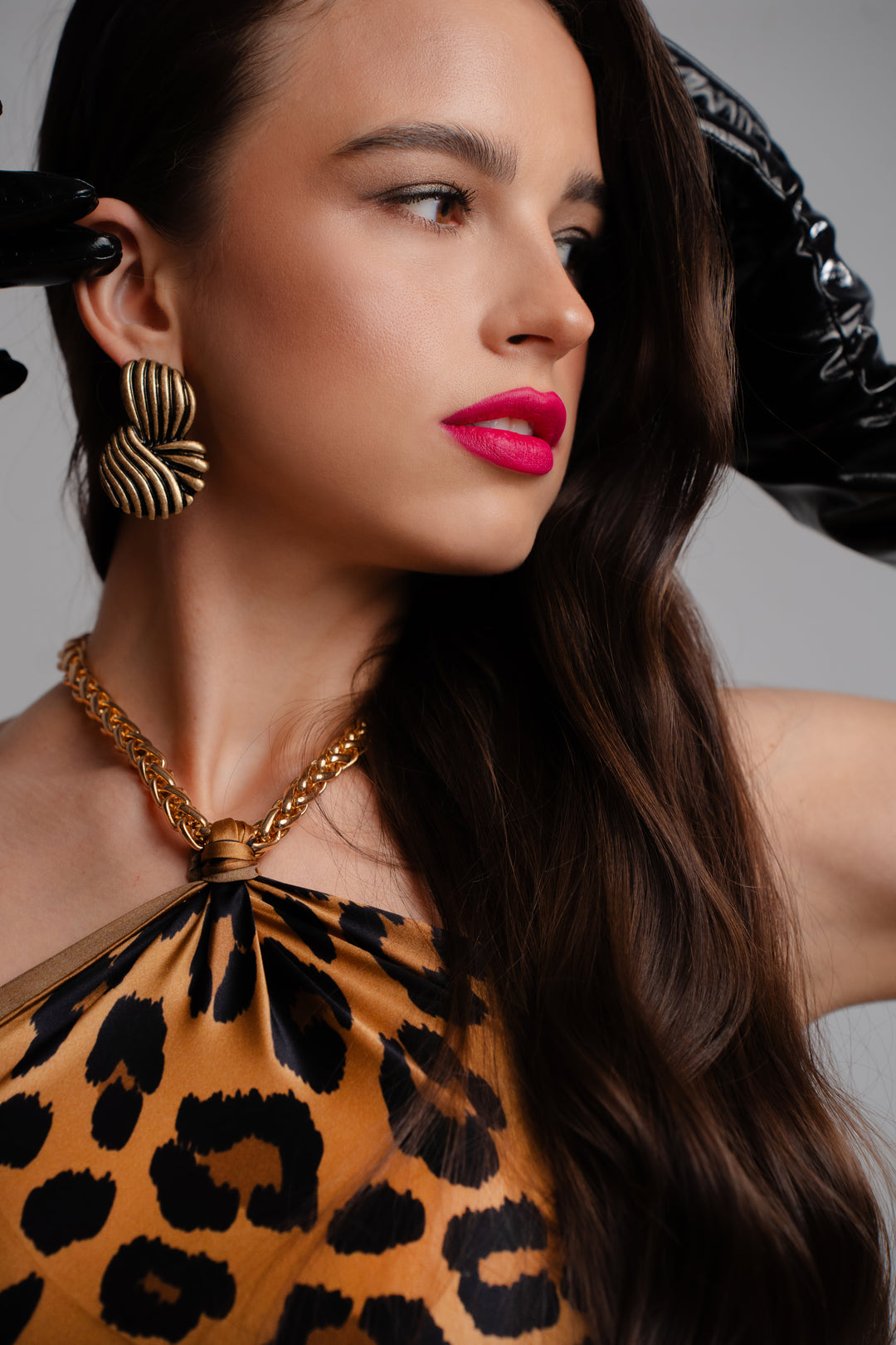 Cheetah Silk Designer Scarf in Brown and Black – Square Neck Accessory