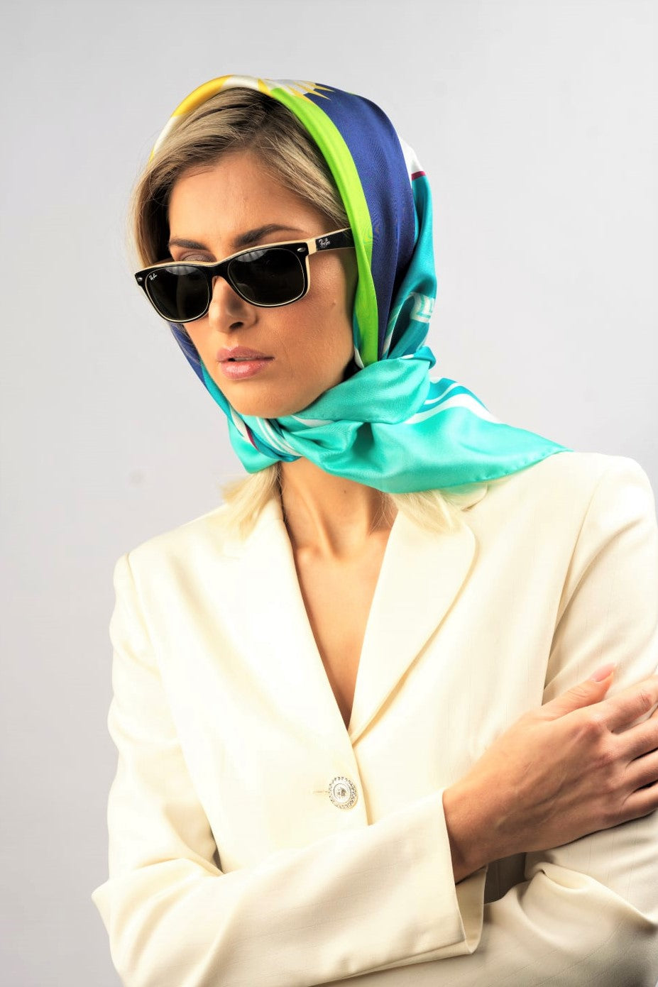 GREAT LAKE Mandala Silk Scarf – Sea Lime and Mint