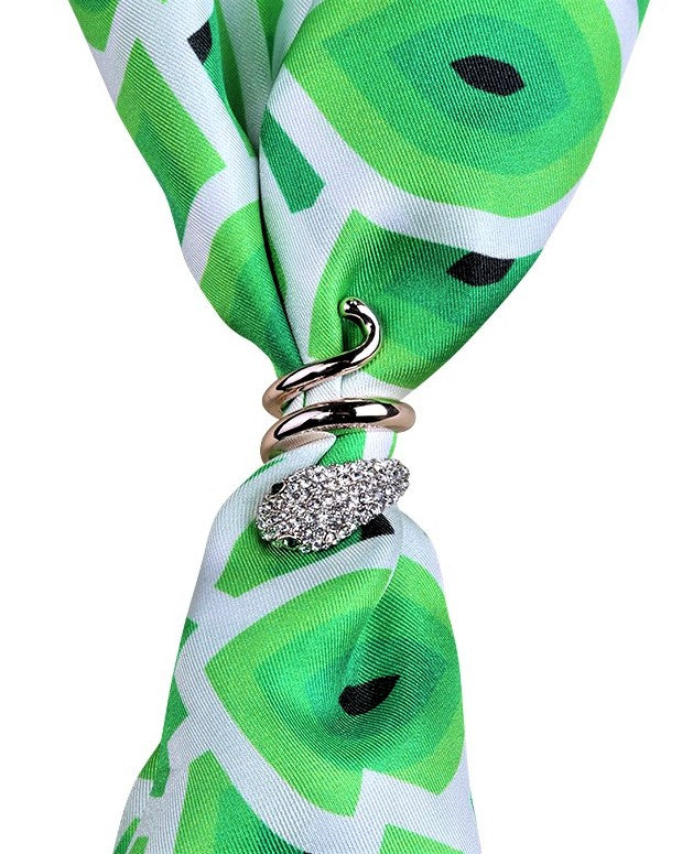Wisdom Snake Scarf Charm Ring – Crystal Embellished Accessory