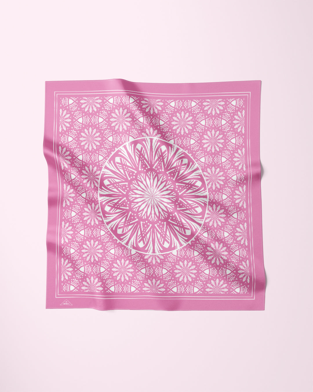 LIGHT PINK SERENITY Mandala Designer Silk Scarf Pink White by Alesia Chaika