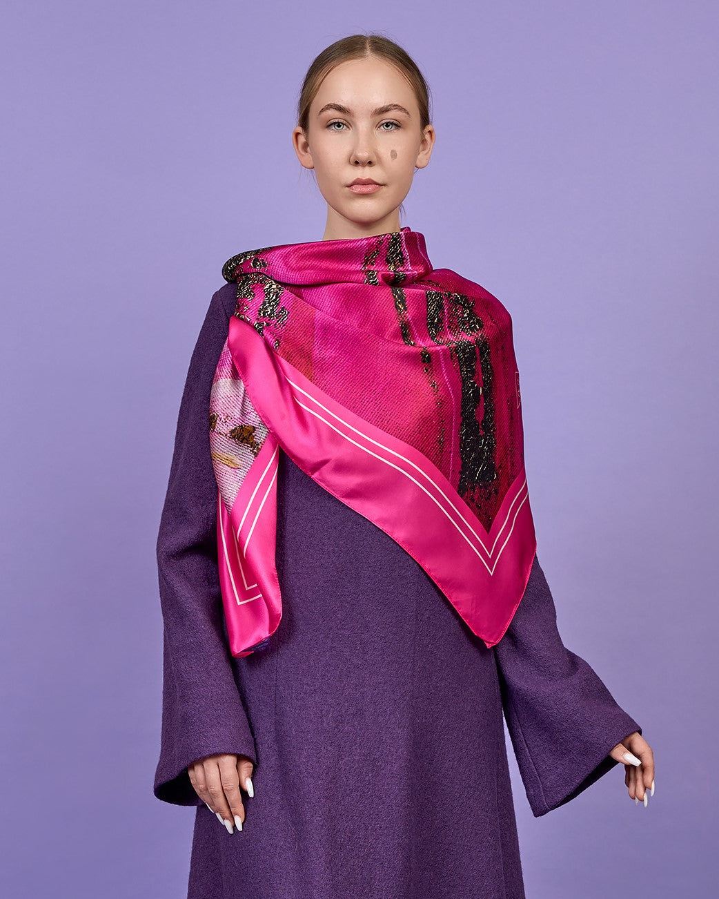 GOLD LEAF Art-A-Porte Silk Scarf – Pink and Gold
