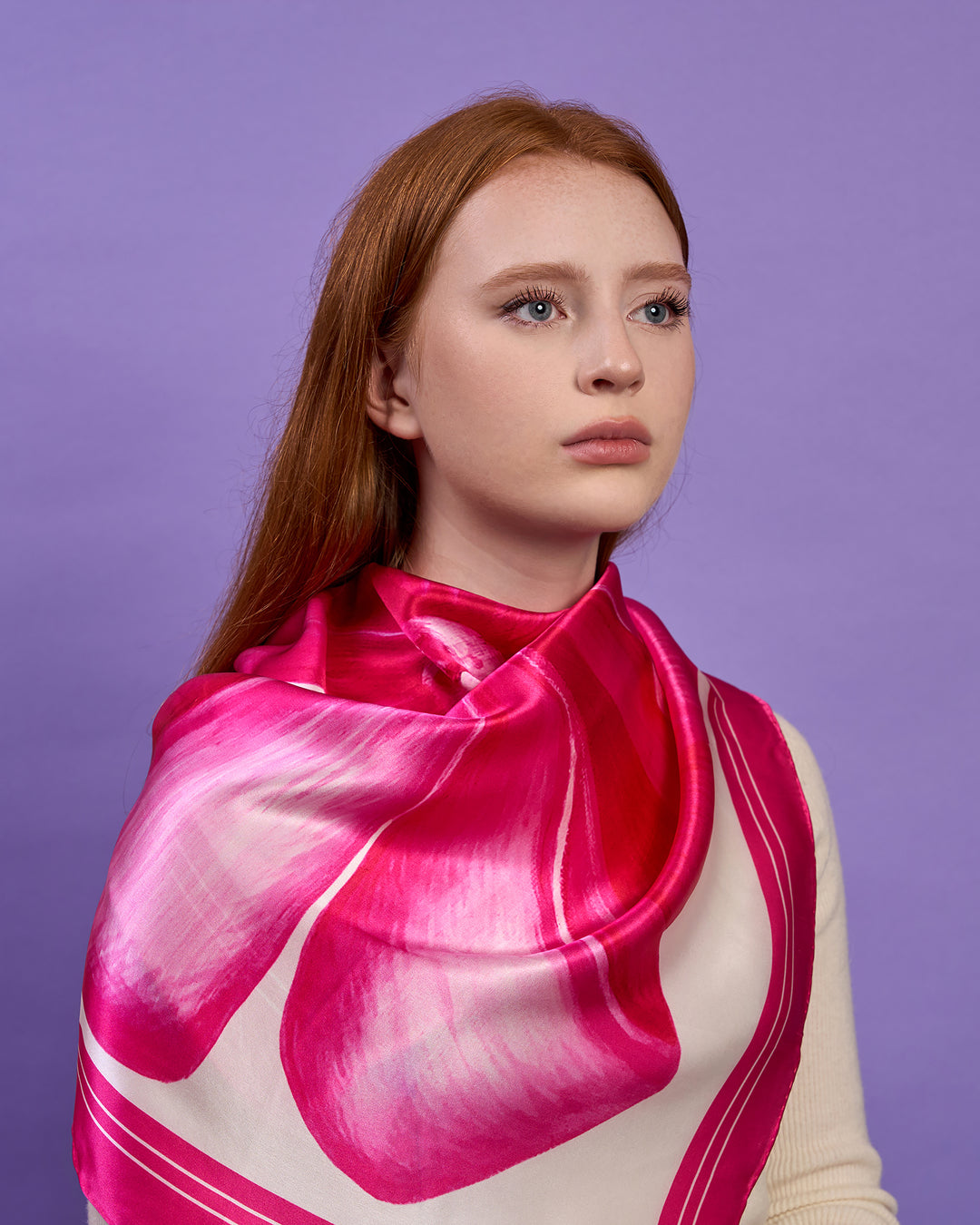 GIFT BOW Art-A-Porte Silk Scarf – Pink Border