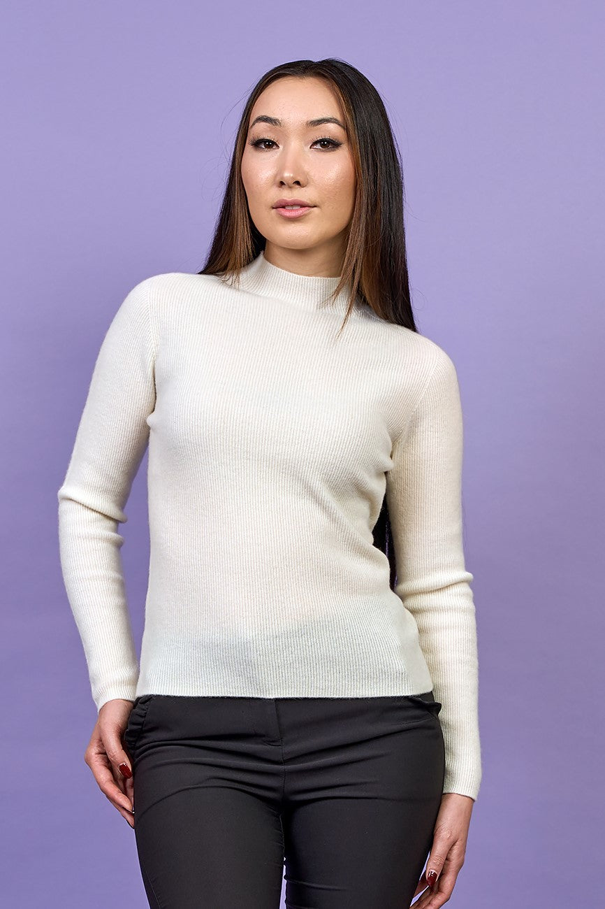 Vika Merino Wool Turtleneck Pullover Sweater – Ribbed Knit