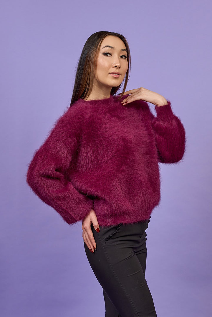 Yana Angora Wool Crewneck Pullover Sweater – Oversized Fit