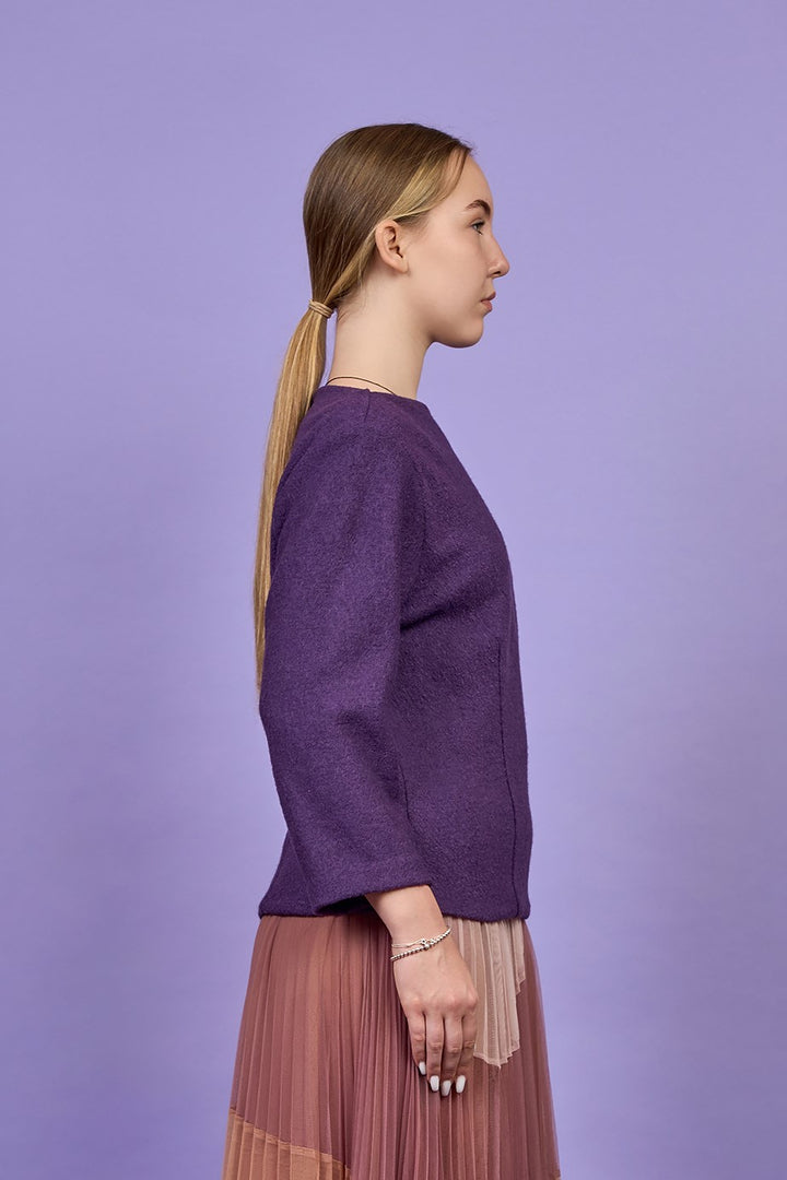 Audrey Boat Neck Wool Pullover – Stretch Boiled Tweed