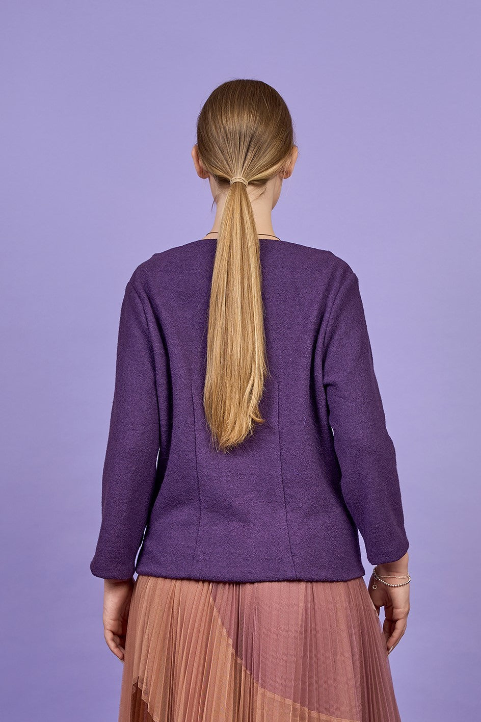 Audrey Boat Neck Wool Pullover – Stretch Boiled Tweed