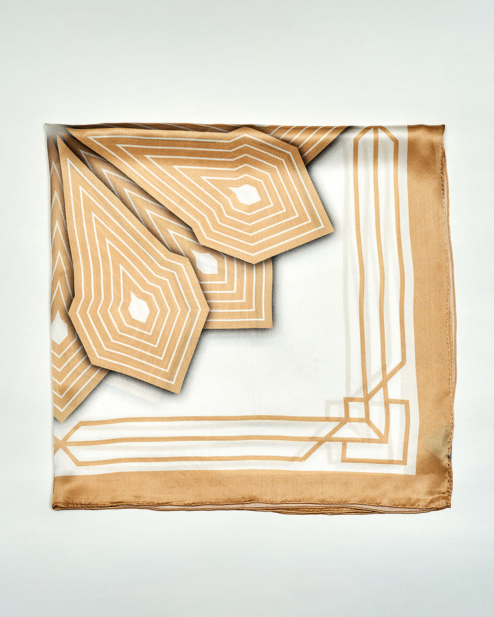 SUMATRA Mandala Silk Square Scarf in Gold White – Designer Alesia Chaika