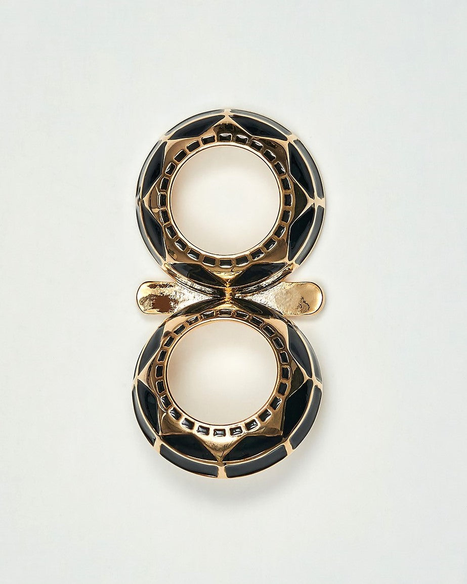 INFINITY8 Scarf Charm-Ring – Gold Plated Brass with Black Enamel