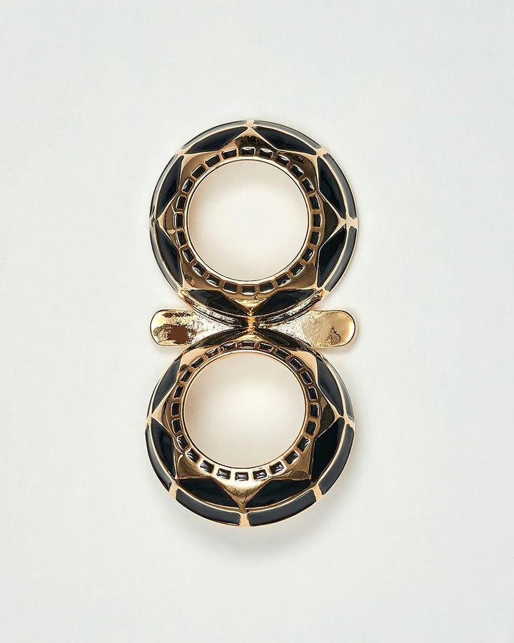 INFINITY8 Scarf Charm-Ring – Gold Plated Brass with Black Enamel