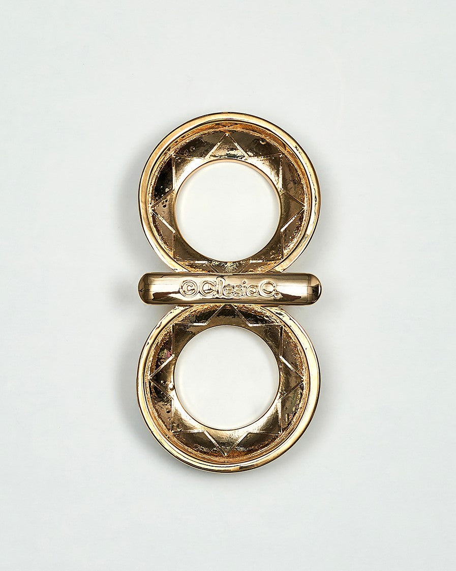 INFINITY8 Scarf Charm-Ring – Gold Plated Brass with Black Enamel