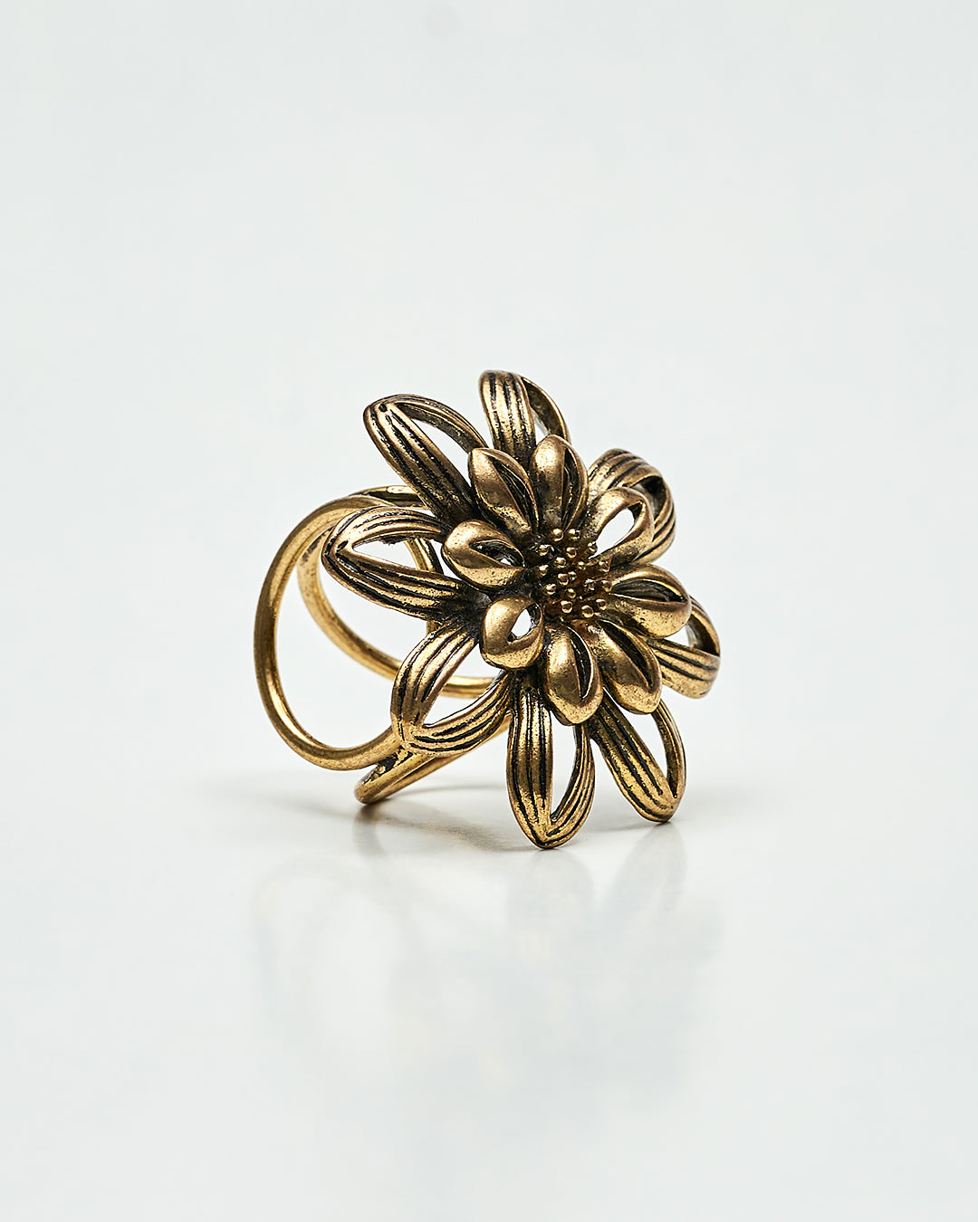 SUMATRA Vintage Scarf Charm Ring – Antique Gold, Filigree Design, For Silk and Chiffon Scarves