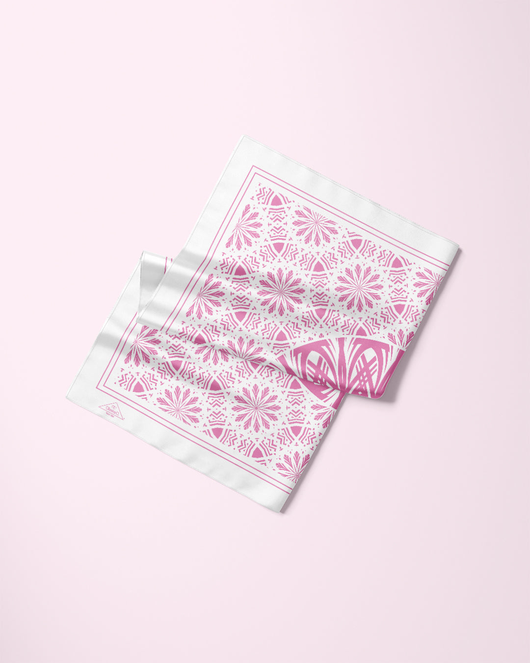 WHITE PINK SERENITY Mandala Silk Scarf Pink White Art-A-Porte by Alesia Chaika – Multiple Sizes