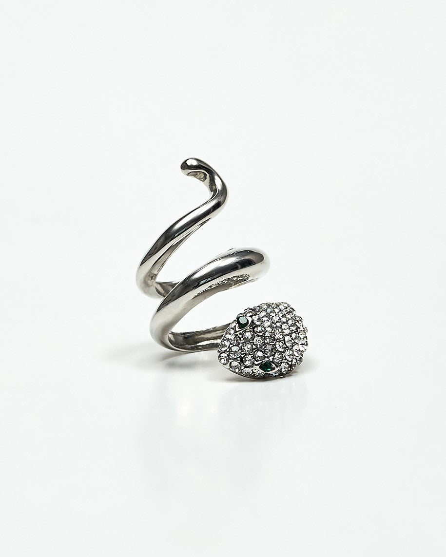 Wisdom Snake Scarf Charm Ring – Crystal Embellished Scarf
