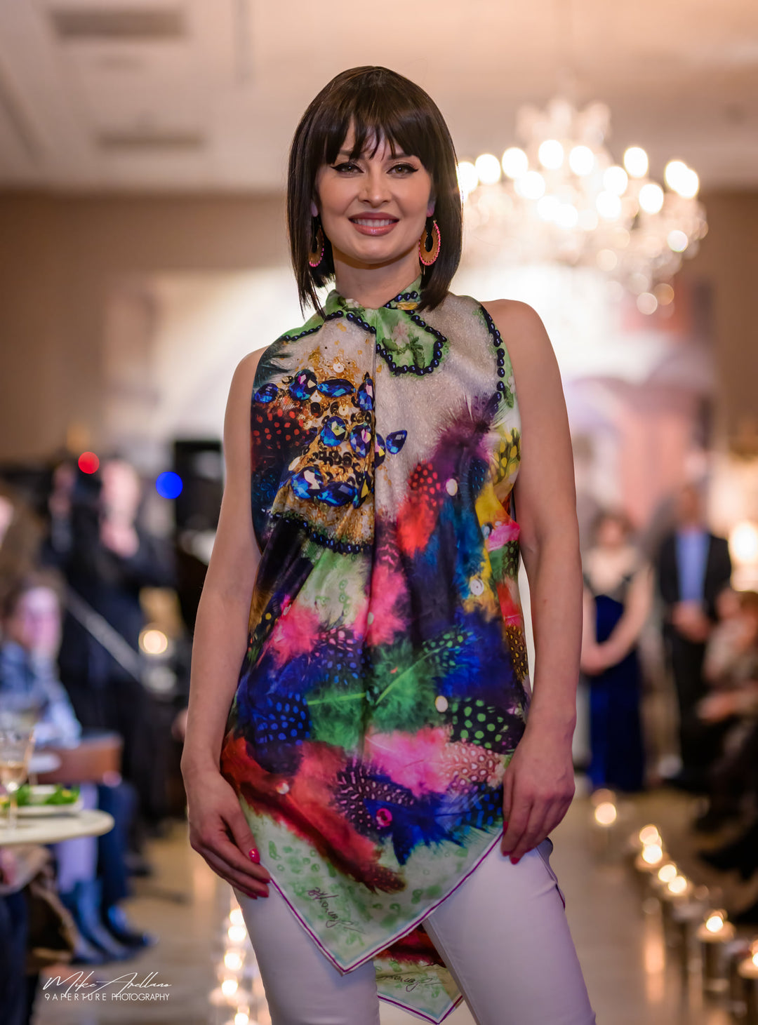 Bird of Happiness Silk Asymmetrical Blouse – Multicolor