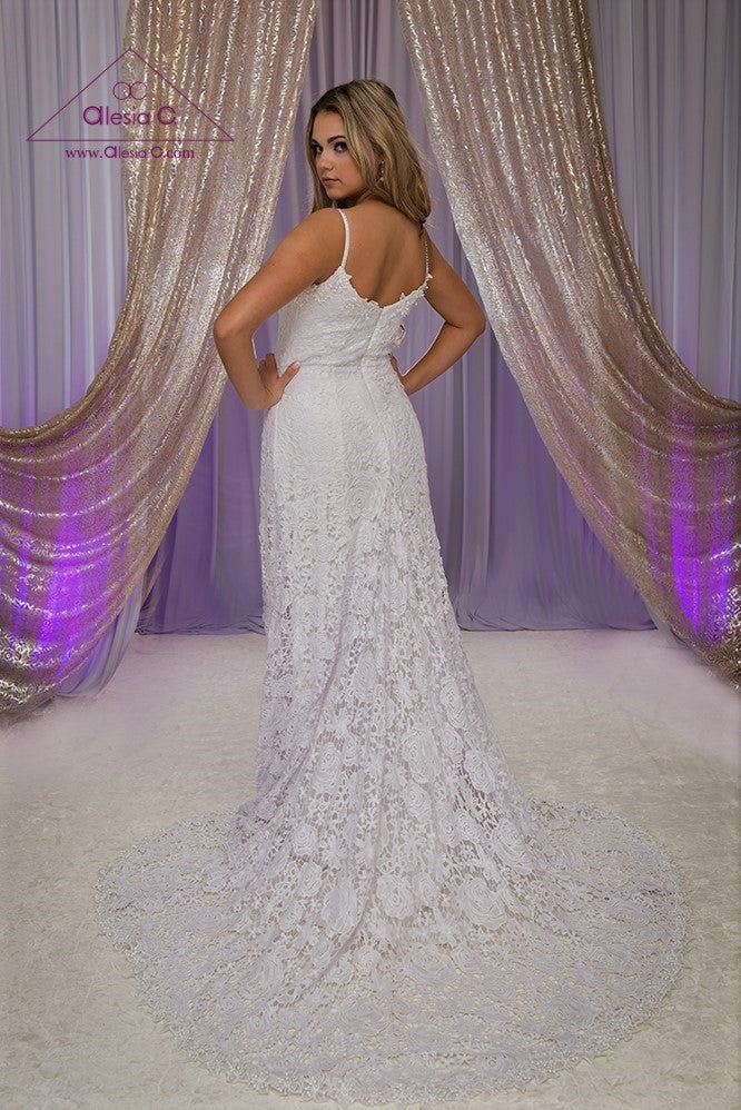 BLOSSOM Boho Macrame Lace Classic A Line Bridal Gown