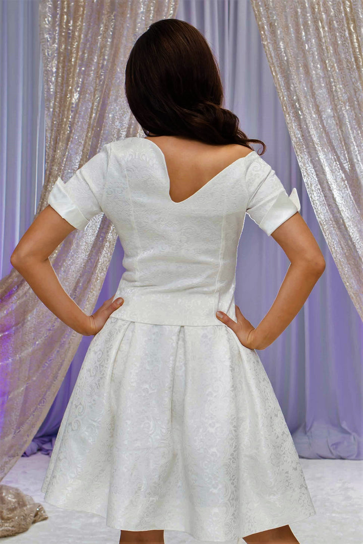 Yana Jacquard Bridal Top – Off-the-Shoulder Empress Neckline