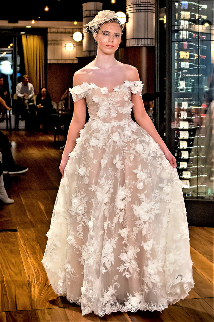DAISY 3D Chiffon Floral A-Line Bridal Gown