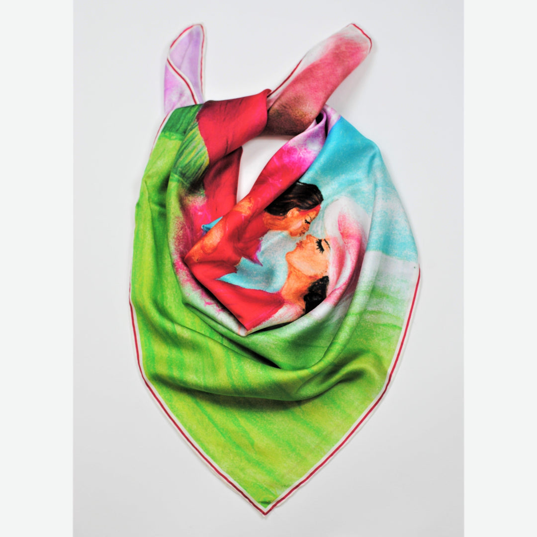 MOM & DAUGHTER LOVE STORY Silk Art-A-Porte Scarf – 34” x 34” & 21” x 21”