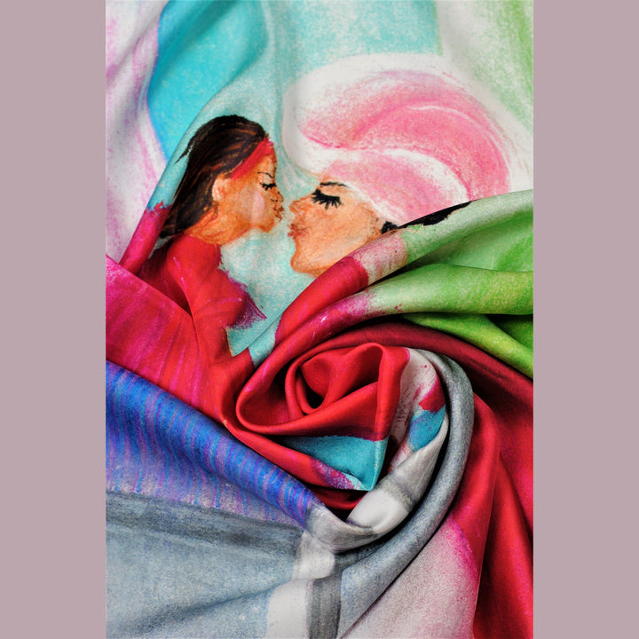 MOM & DAUGHTER LOVE STORY Silk Art-A-Porte Scarf – 34” x 34” & 21” x 21”