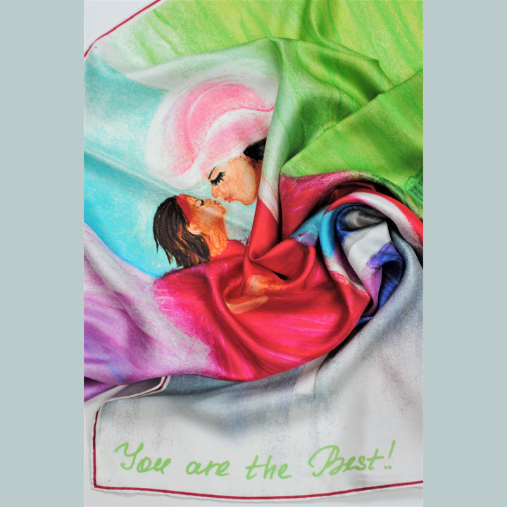 MOM & DAUGHTER LOVE STORY Silk Art-A-Porte Scarf – 34” x 34” & 21” x 21”