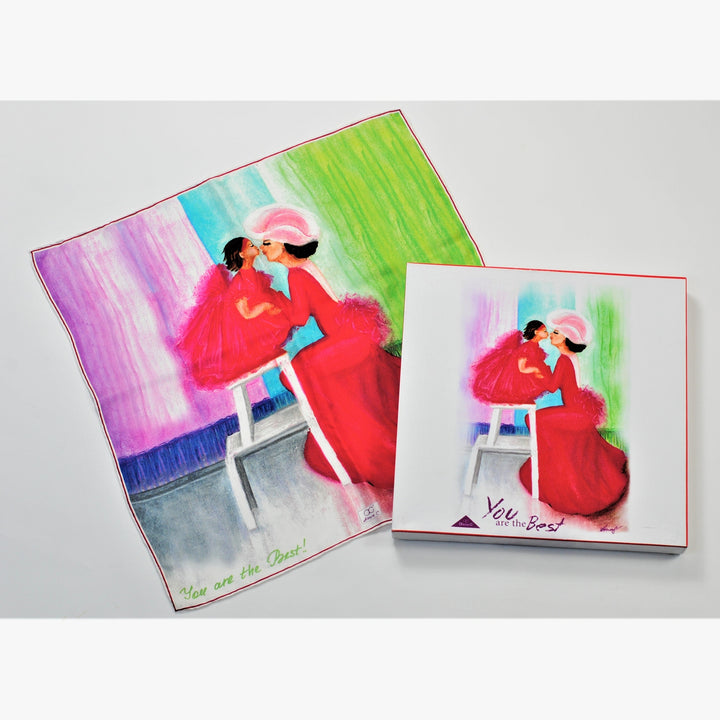 MOM & DAUGHTER LOVE STORY Silk Art-A-Porte Scarf – 34” x 34” & 21” x 21”