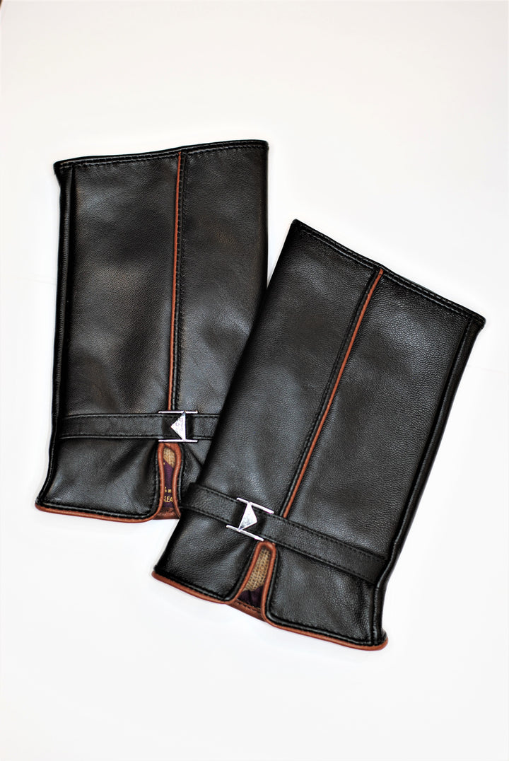 Lady Auto Women’s Fingerless Gloves – Black Lamb Leather with Cashmere Lining