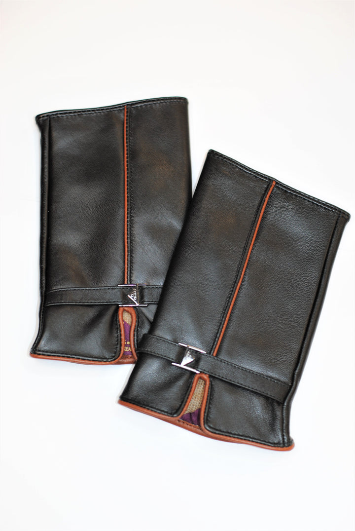 Lady Auto Women’s Fingerless Gloves – Black Lamb Leather with Cashmere Lining