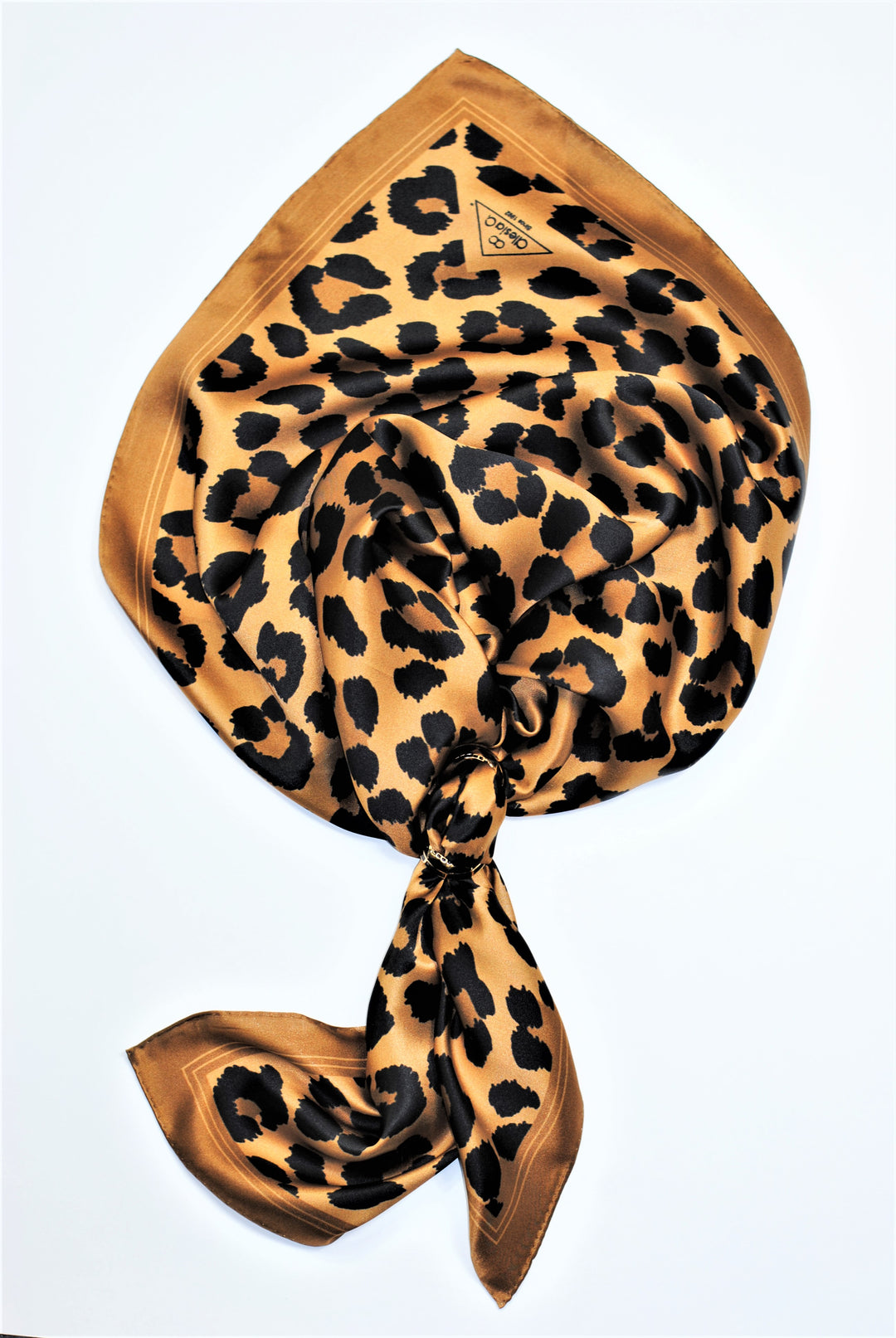 Cheetah Silk Designer Scarf in Brown and Black – Square Neck Accessory