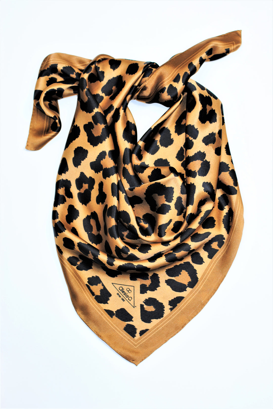Cheetah Silk Designer Scarf in brown and black animal print