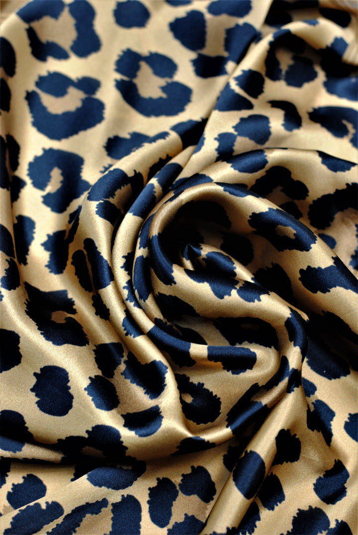 Cheetah Silk Designer Scarf in Brown and Black – Square Neck Accessory