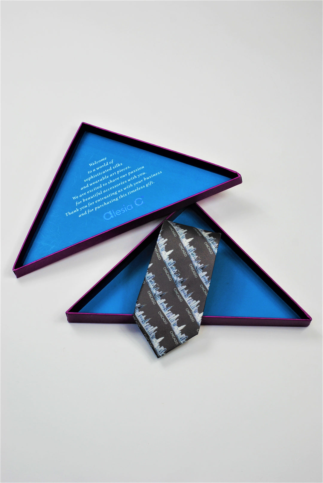 Chicago Skyline Silk Men’s Tie – Dark Gray