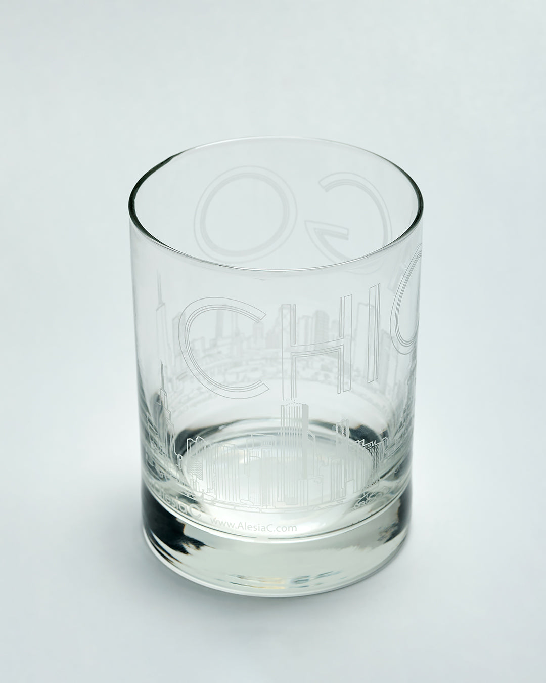 CHICAGO Hostess Gift City Skyline Art Drinkware Glass Set of 2 by arist Alesia Chaika