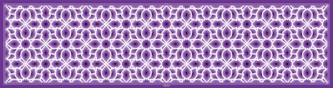 LOTUS Mandala Silk Oblong Scarf – Purple White, 59” x 16”