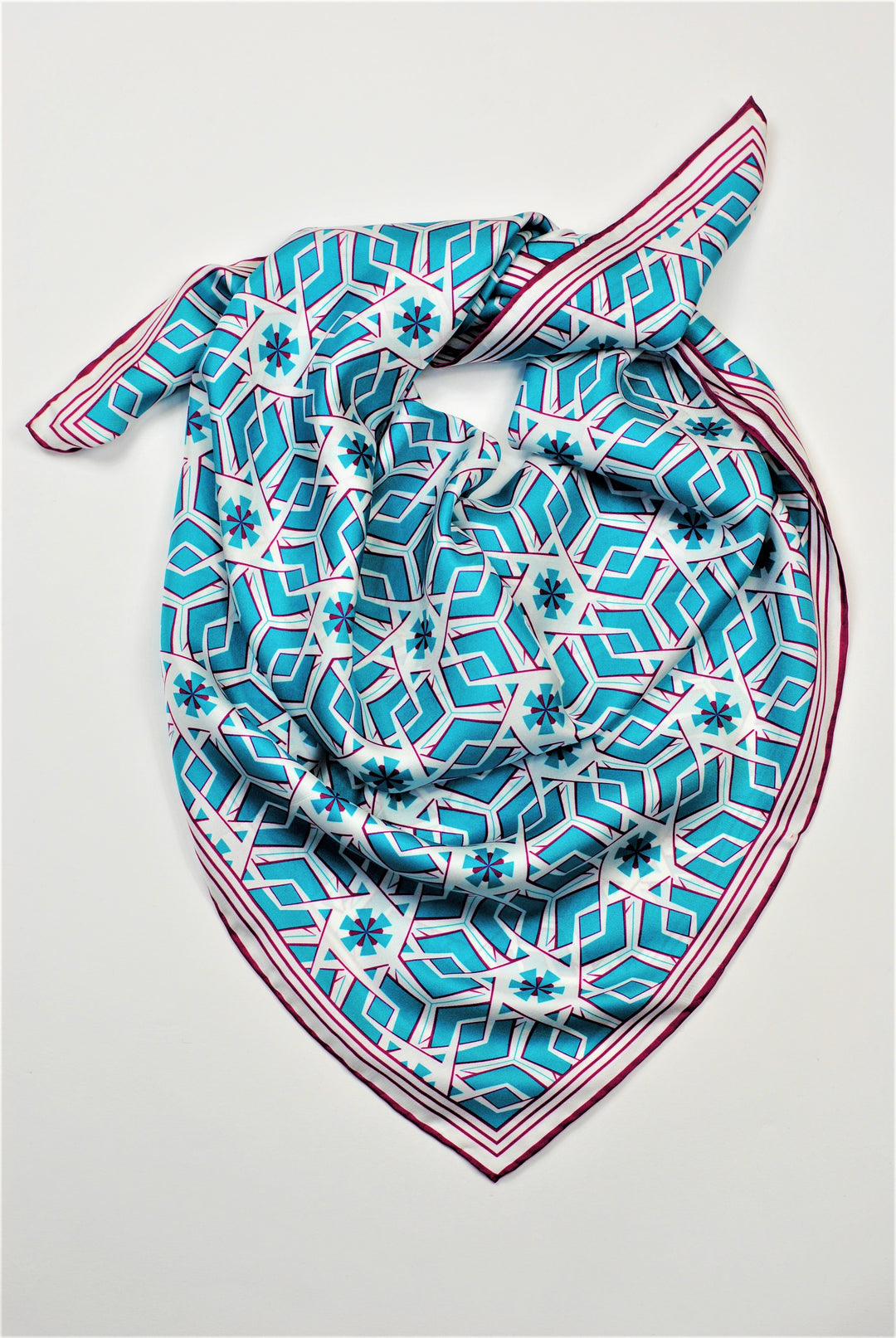 PERPETUUM MOBILE Mandala Silk Scarf by Alesia C. in blue, white, purple